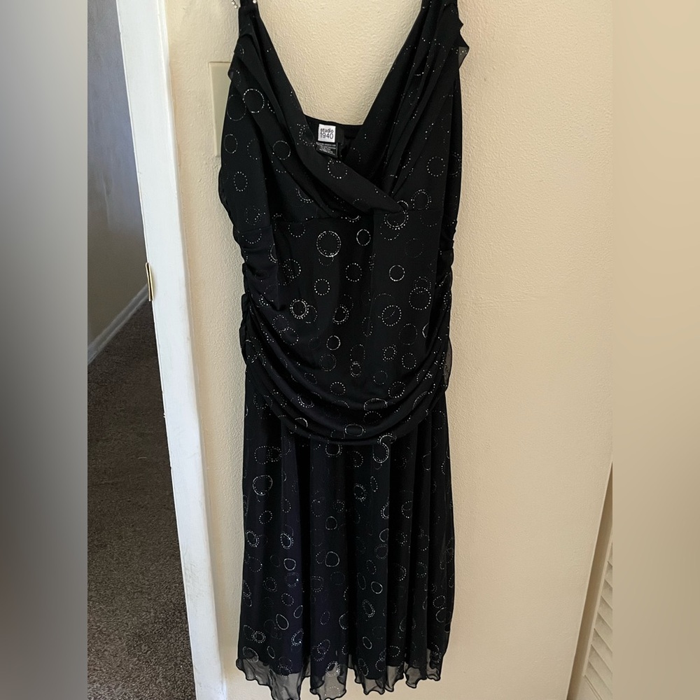 Studio 1940 sparkly black dress with ringlets